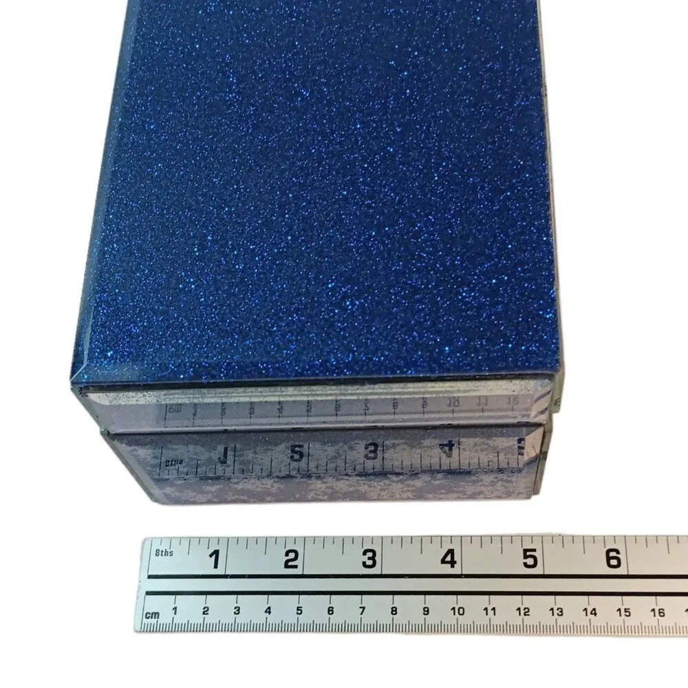 Blue Glitter Jewlery Box Sparkle Shimmer Hinged With Lid Rectangle Keepsake Box